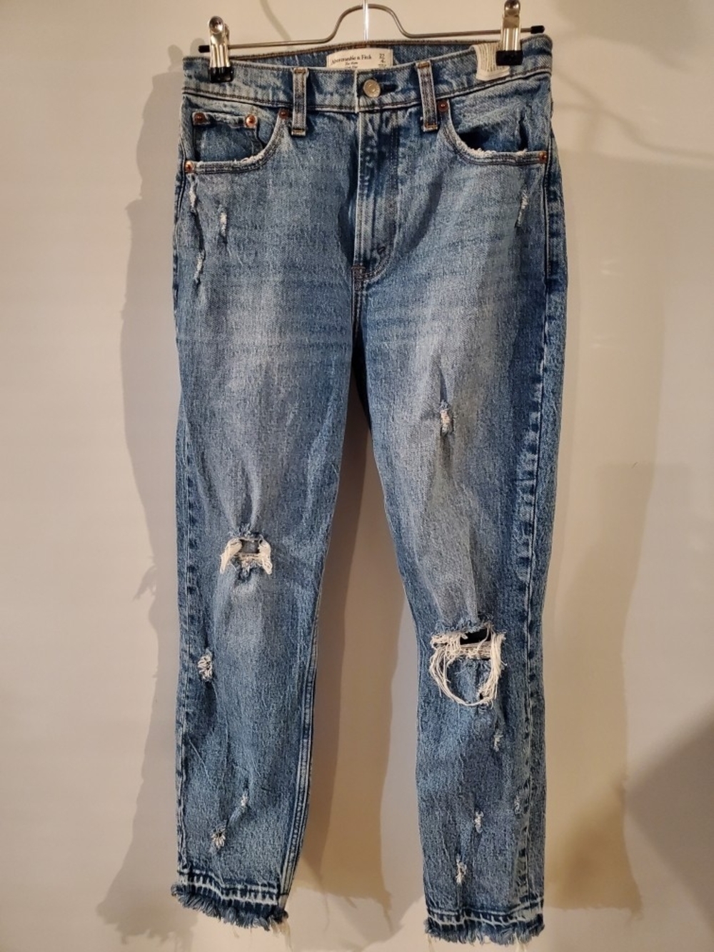 Abercrombie & Fitch Light Blue Distressed Boyfriend Jeans